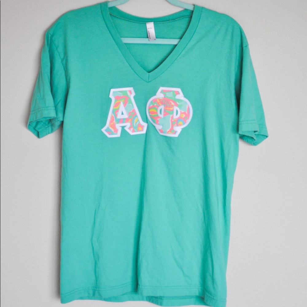 Alpha Phi stitched letter shirt